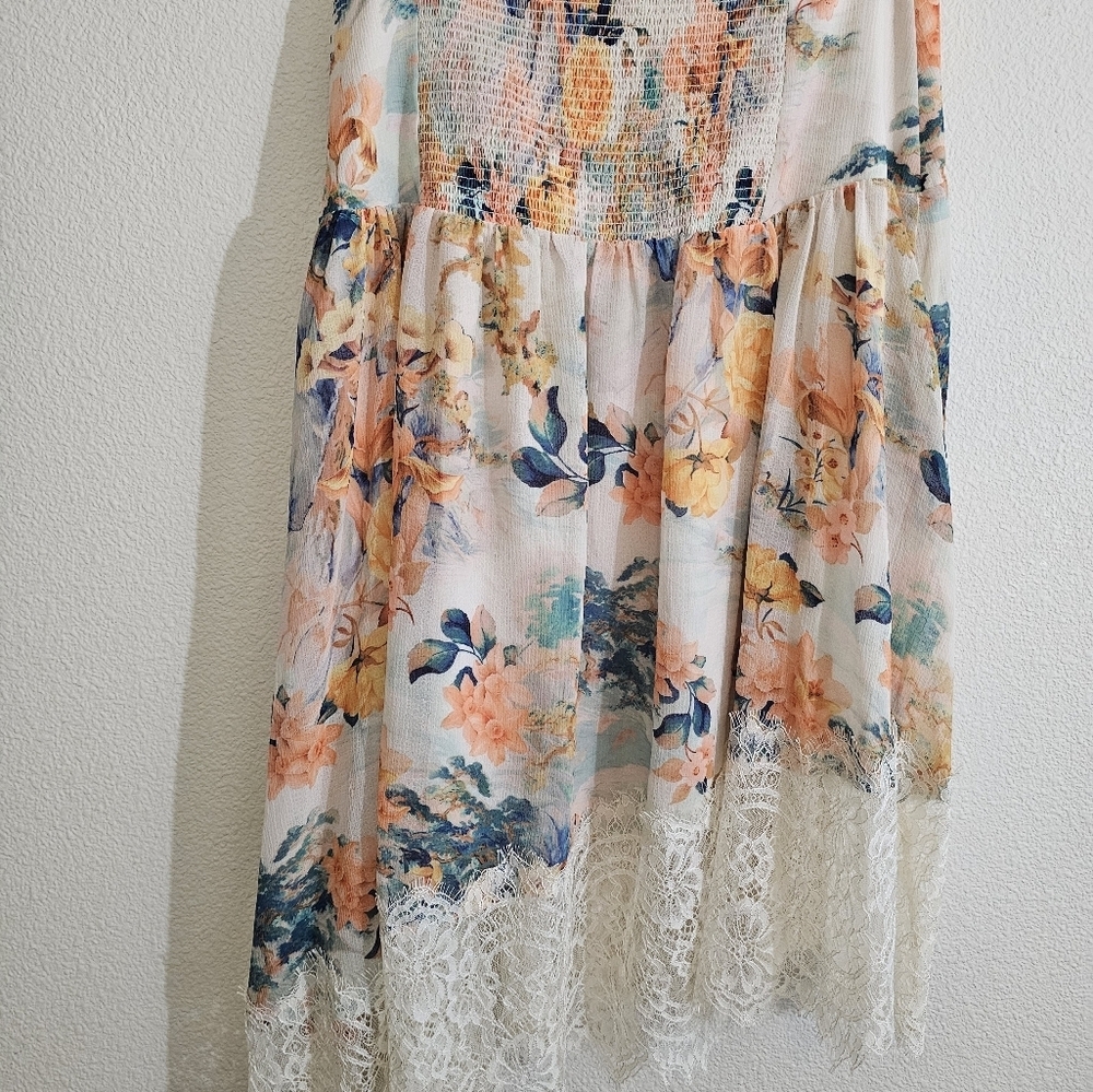 Anthropologie Skirt Medium Floral Asymmetrical Lace - Picture 5 of 14